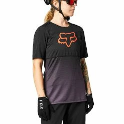 MAILLOT MANCHES COURTES FOX WOMEN FLEXAIR BLACK/PURPLE